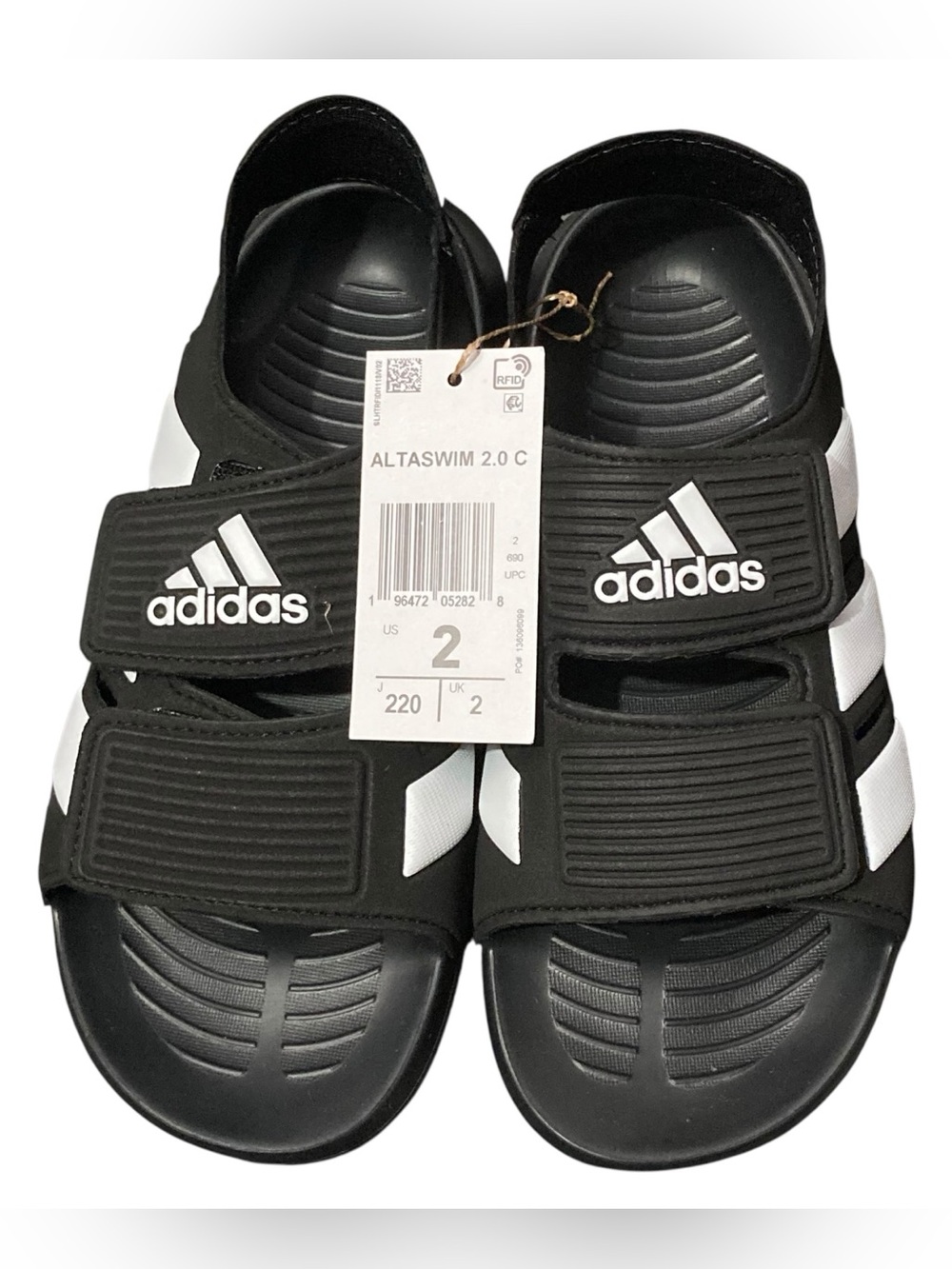 NEW Kids' Adidas Black Altaswim 2.0 Water Shoes Sandals - Size 2